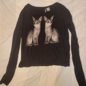 Cats with gem crop top